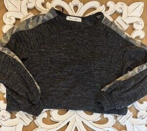 Lime + Chili Gray women's pullover with camo accents size small